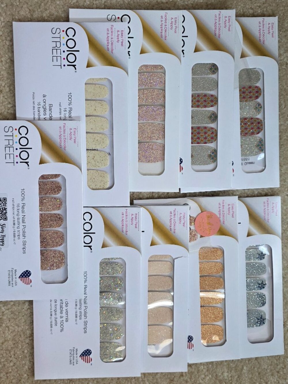Assorted Color Street glittery nail strips (9 sets)